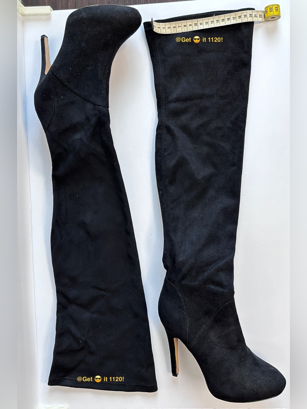 Bershka Knee High Suede Zip Up Women's Boots Size 8 US Black